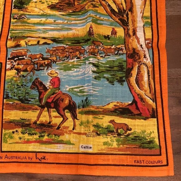 Vintage Australian outback Linen tea towel - Picture 3 of 12